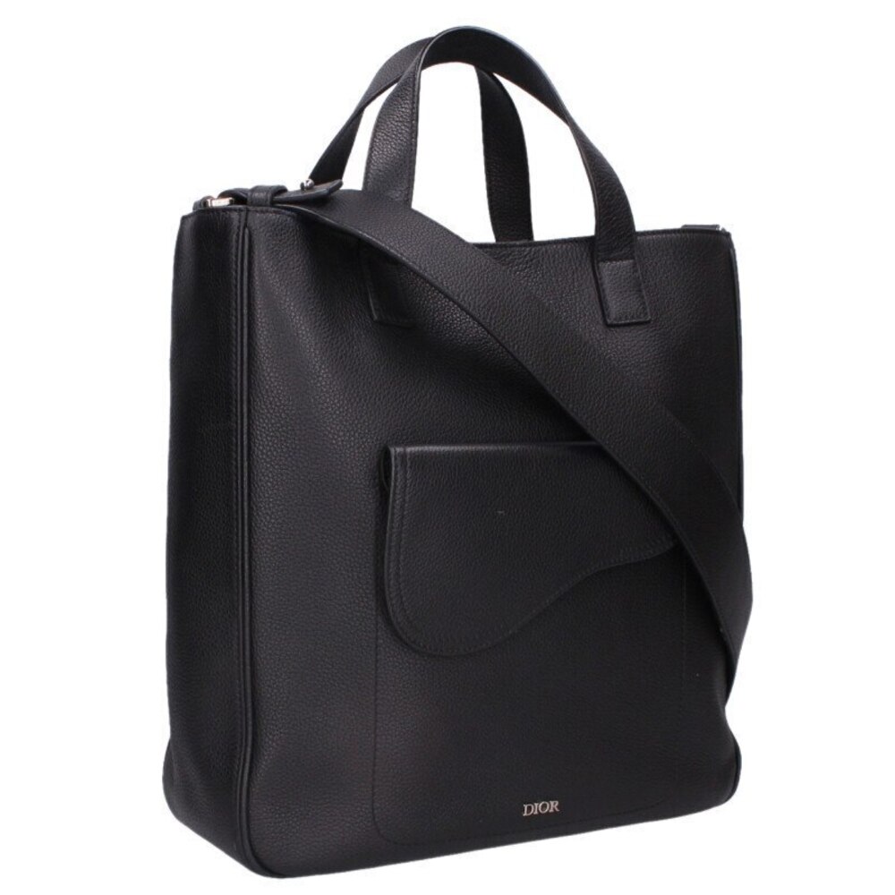 Christian Dior Saddle Leather Shoulder Bag Black
